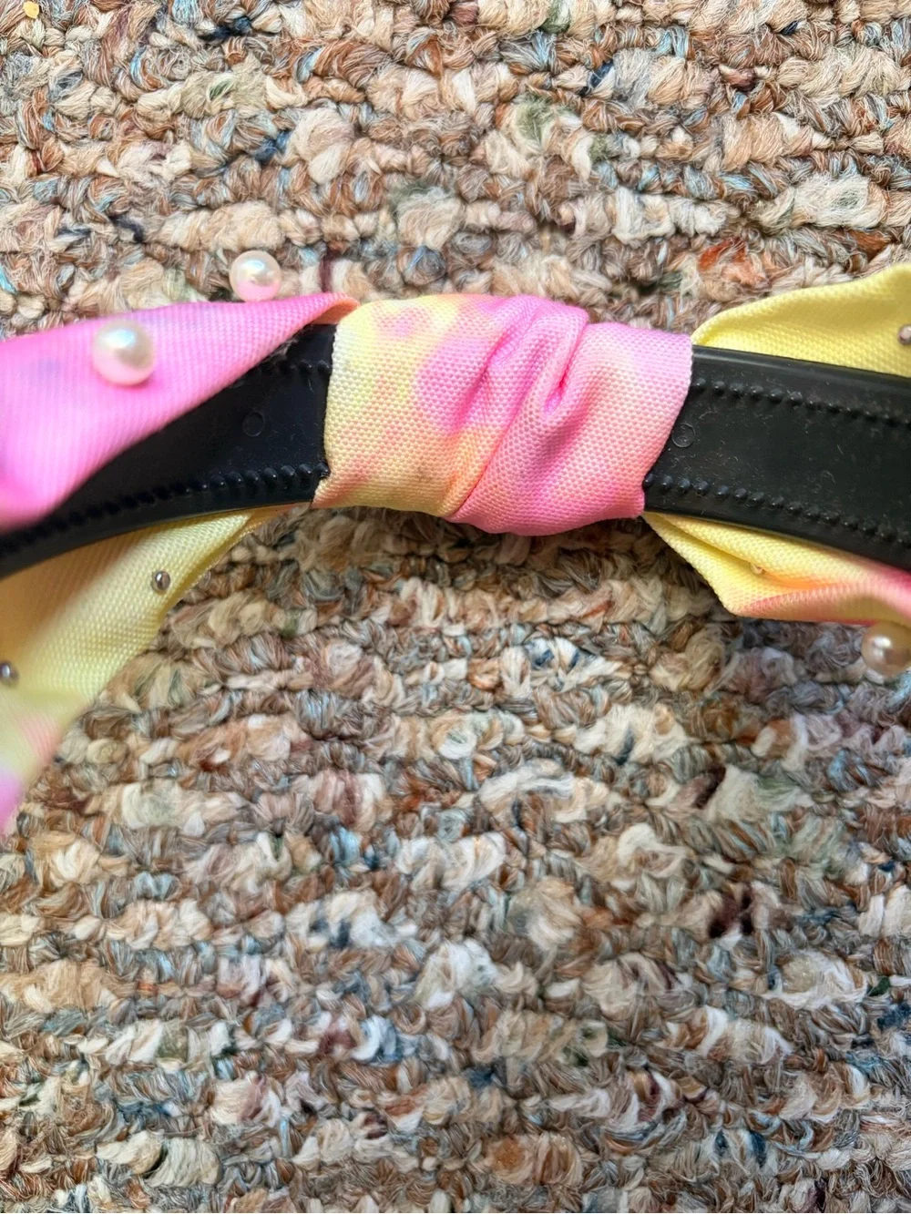 Pearl-Embellished Pastel Tie-Dye Knot Headband - Women Accessories